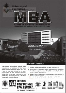 University of Sunderland MBA from ICBT City Campus