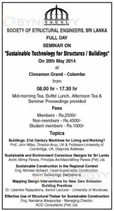 Sustainable Technology for Structures  Buildings Seminar on20th May 2014