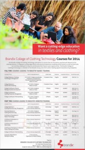 Brandix College of Clothing Technology – Courses details and Fees are attached