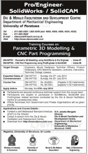 Training Courses on Parametric 3D Modelling & CNC Part Programming by University of Moratuwa
