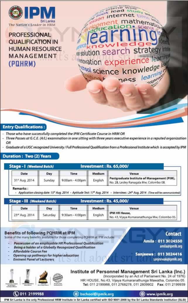 Professional Qualification In Human Resource Management PQHRM From IPM Education SynergyY