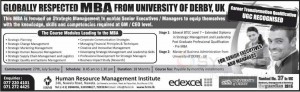 University of Derby, UK MBA Degree programme in Sri Lanka from Human Resource Management Institute