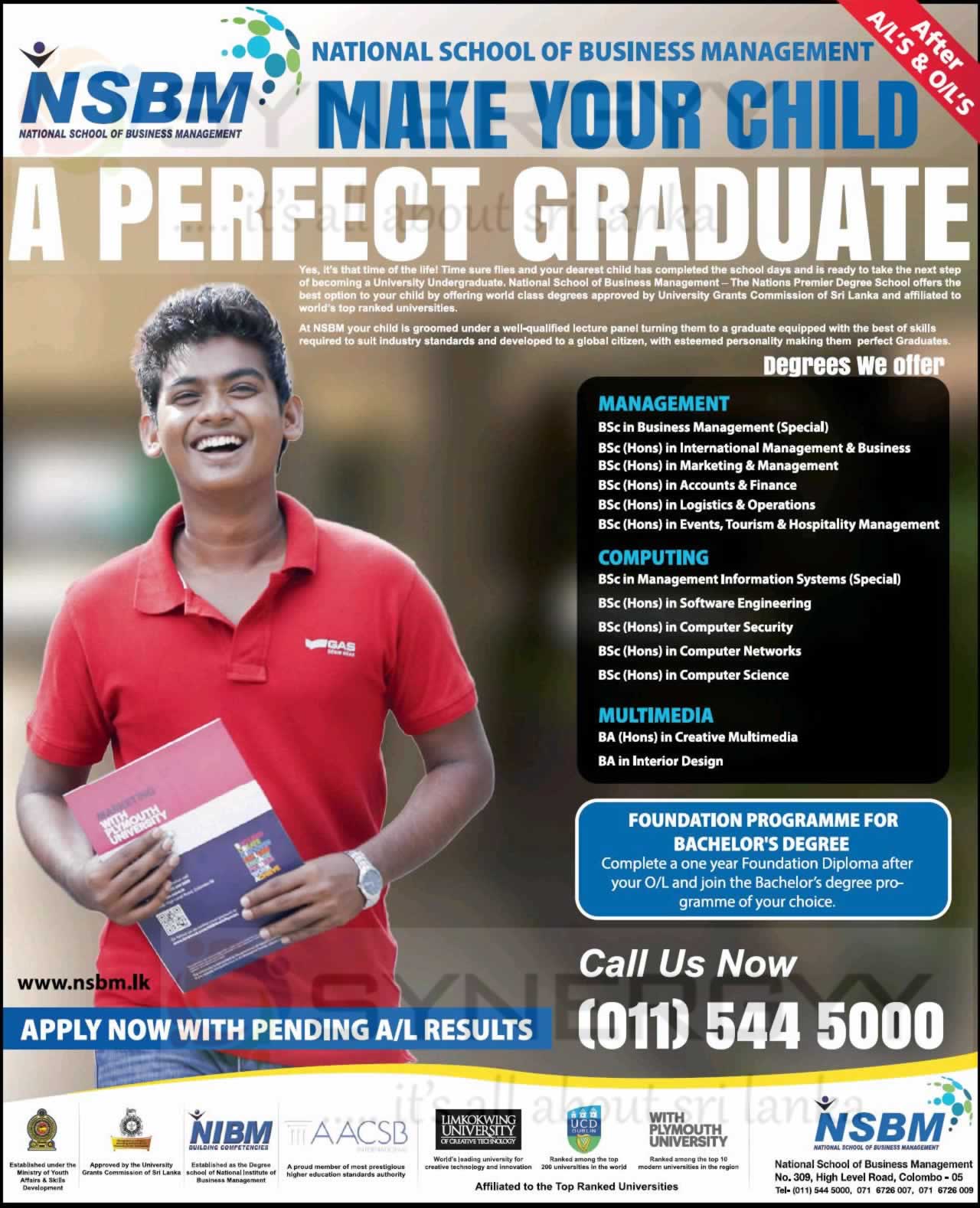 Nsbm Degree Programmes Applications Call For September Intakes Education Synergyy