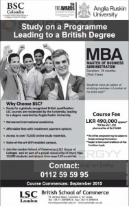 Anglia Ruskin University MBA by British School of Commerce in Sri Lanka