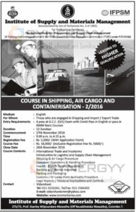 Course in Shipping, Air Cargo and Containerization - 22016