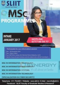 SLIIT Masters Degree Programme – Application calls now