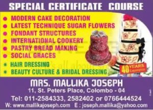 Mallika Joseph Cookery and Bakery classes in Colombo