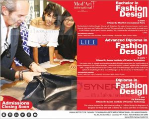 Diploma, Advance Diploma and Fashion Designing Degree Programme by Lanka Institute of Fashion Technology & Modart International