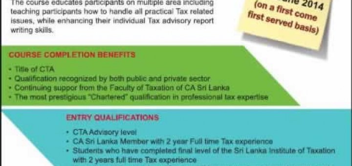 Chartered Tax Advisor in Srilanka from Chartered Institute of Accountants of Srilanka