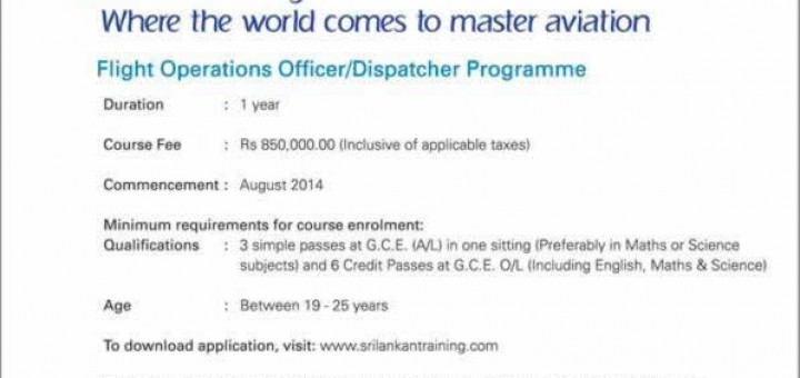 Srilankan Airlines Flight Operations OfficerDispatcher Programme by Srilankan Training