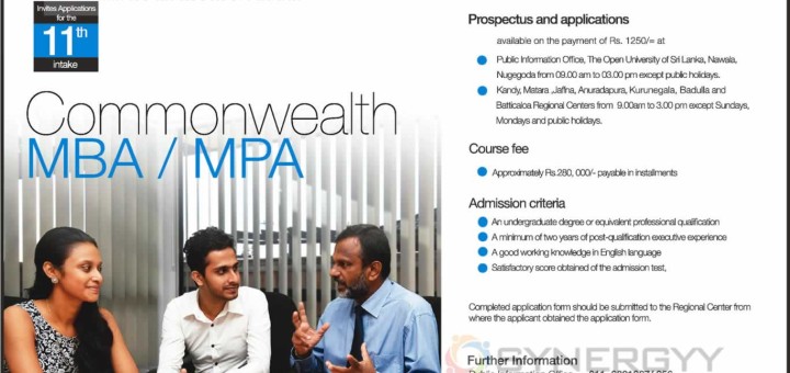 Commonwealth MBA / MPA from The Open University of Sri Lanka – Application Calls now until 30th January 2015