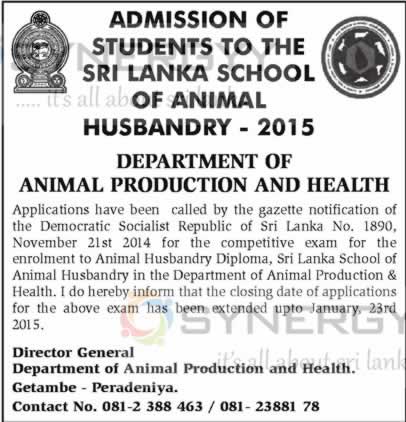 Diploma in Animal Husbandry – Competitive examination Admission calls now –  Education SynergyY
