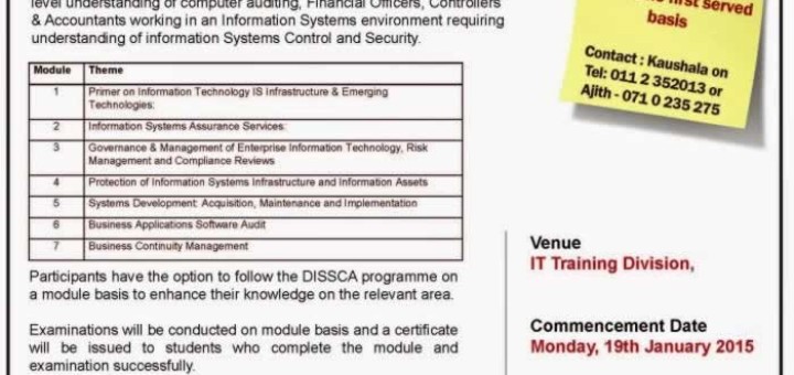 Diploma in Information Systems Security Control & Audit by ICASL