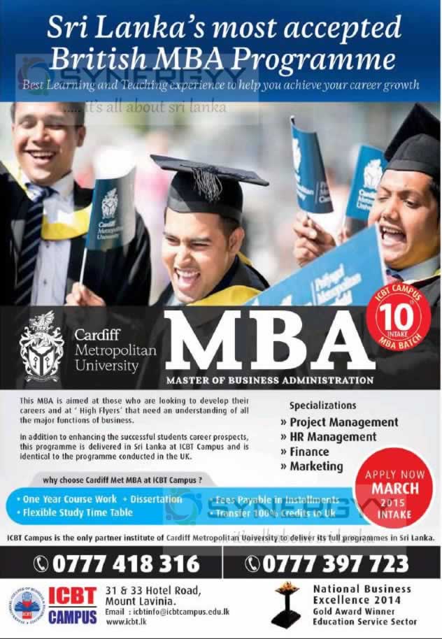 ICBT Cardiff Metropolitan University MBA Programme Education SynergyY