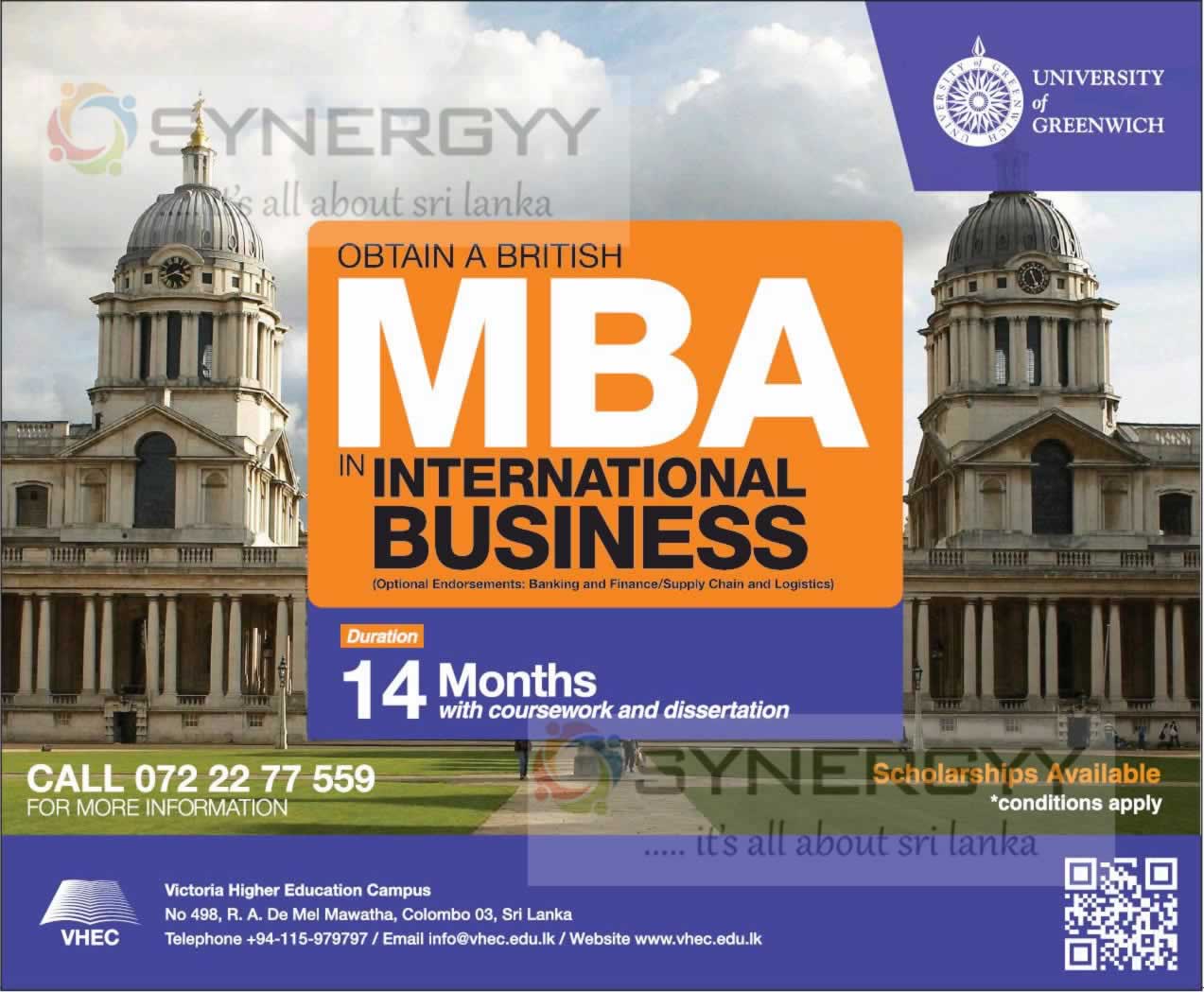 University of Greenwich MBA in Sri Lanka