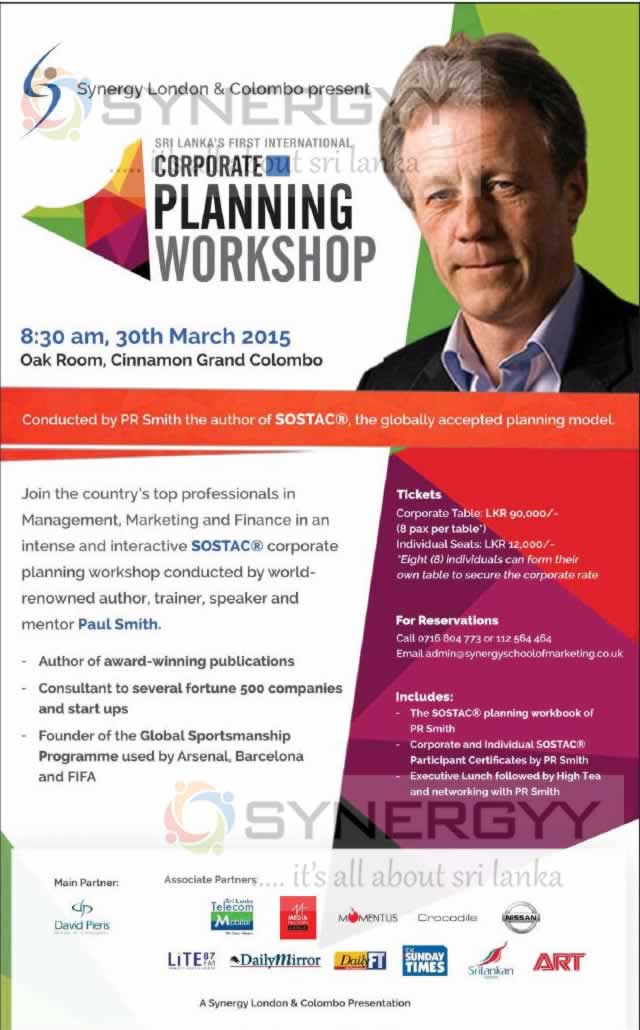 Corporate Planning Workshop in Colombo Sri Lanka- 30th March 2015