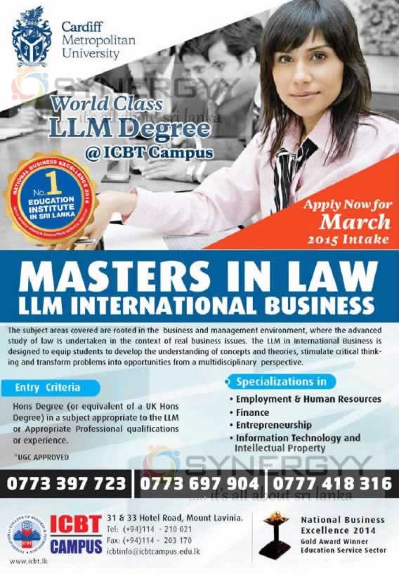 Masters in Law – LLM International Business from ICBT Campus