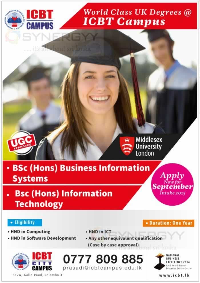 Business Information System & Information Technology Degree from ICBT