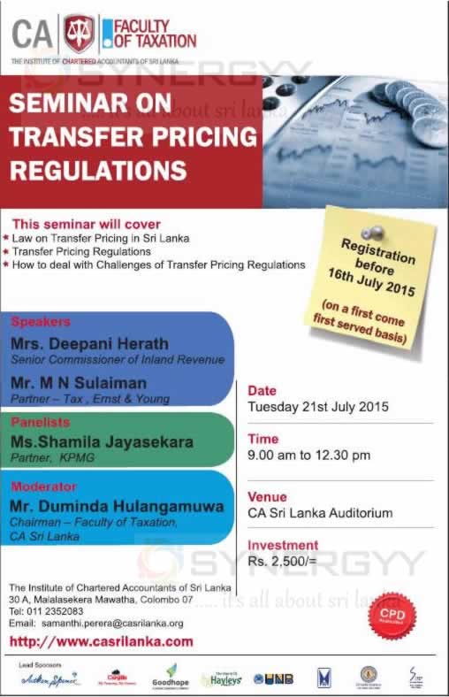 Seminar on Transfer Pricing Regulations by CA Sri Lanka