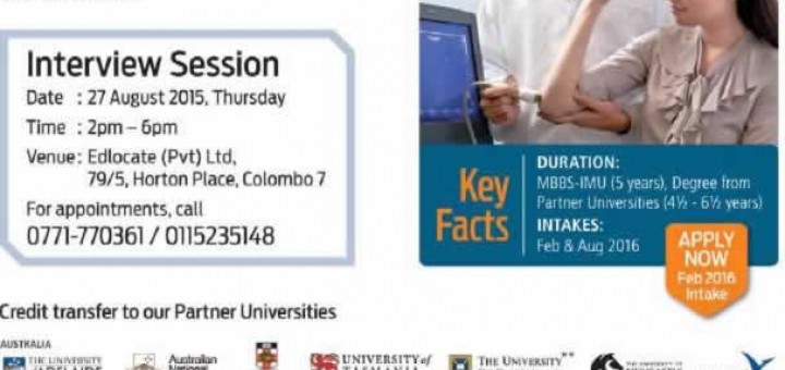 MBBS Degree from Malaysian University – Interview on 27th August 2015