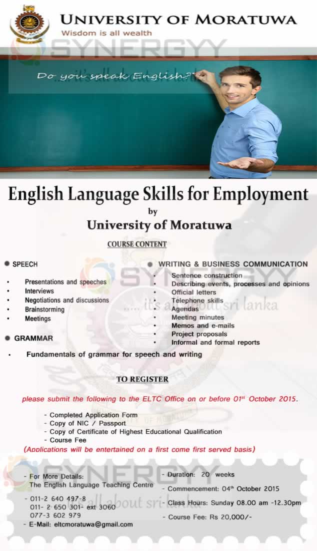 English Language Skills for Employment by University Of Moratuwa