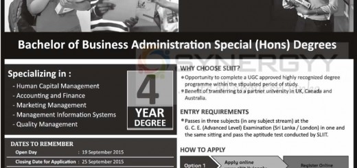 SLIIT-BBA Special (Hons) Degree – Application Calls Now