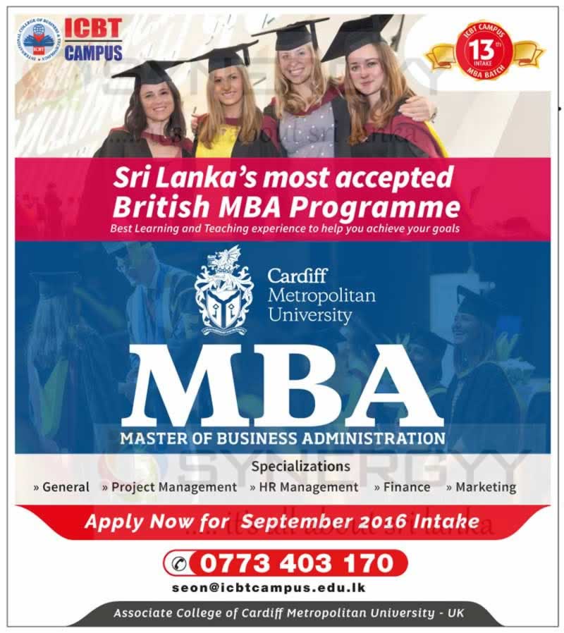 Cardiff Metropolitan University MBA in Sri Lanka by ICBT Campus