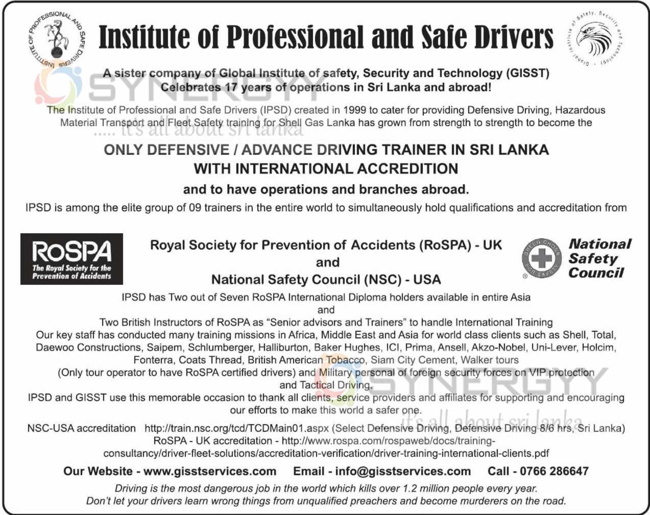 Institute of Professional and Safe Drivers – Training Programme