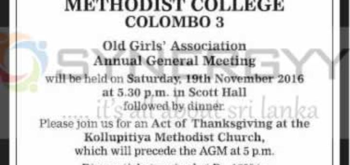 Methodist College Colombo 3 - Old Girls’ Association Annual General Meeting