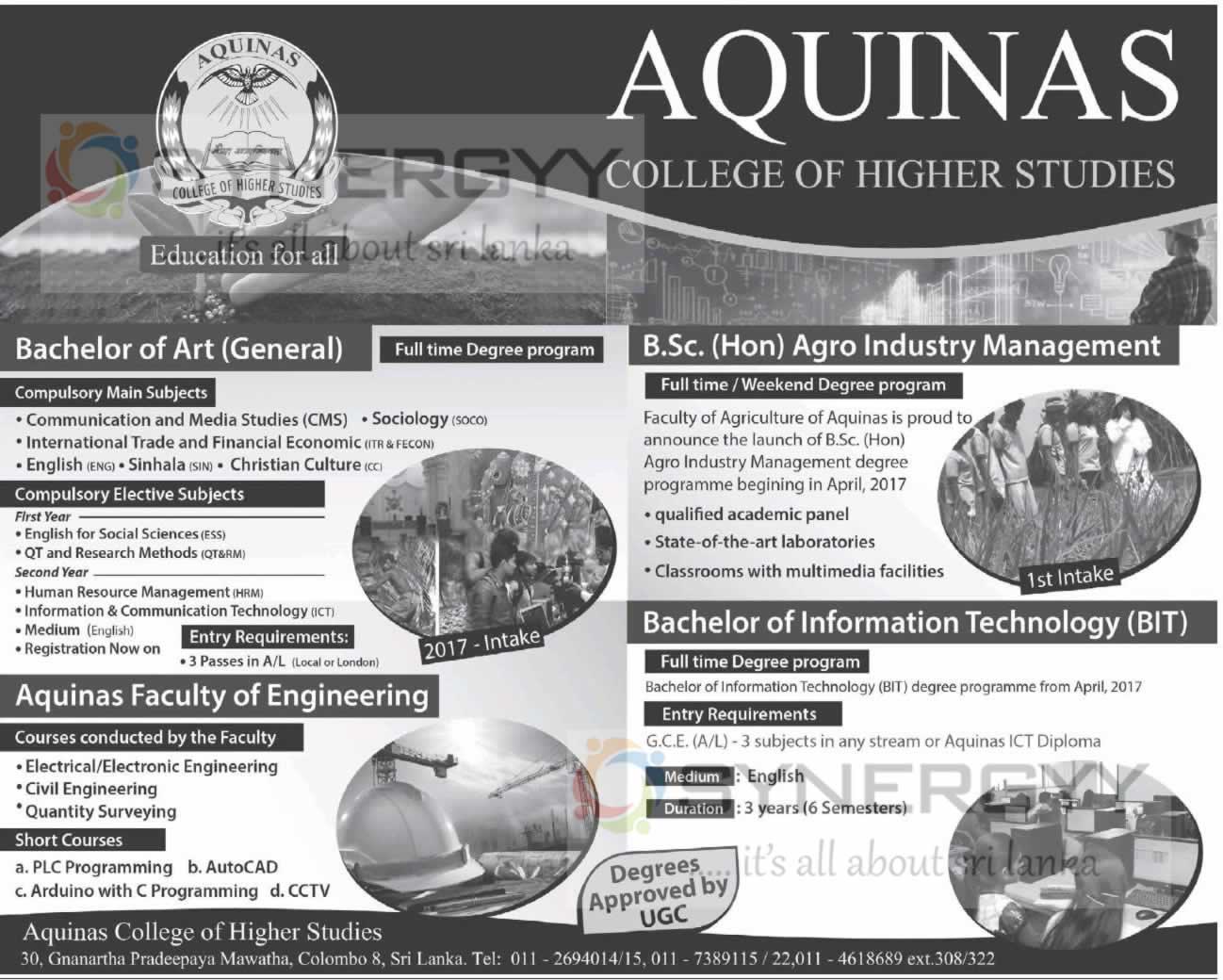 Aquinas College of Higher Studies – Degree Programme