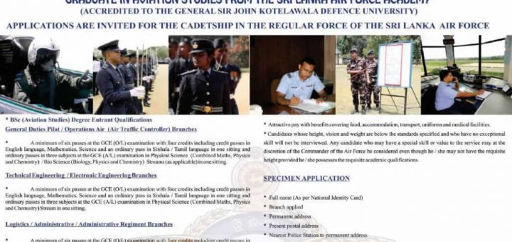 Graduate in Aviation Studies from the Sri Lanka Air Force Academy – Applications Calls now