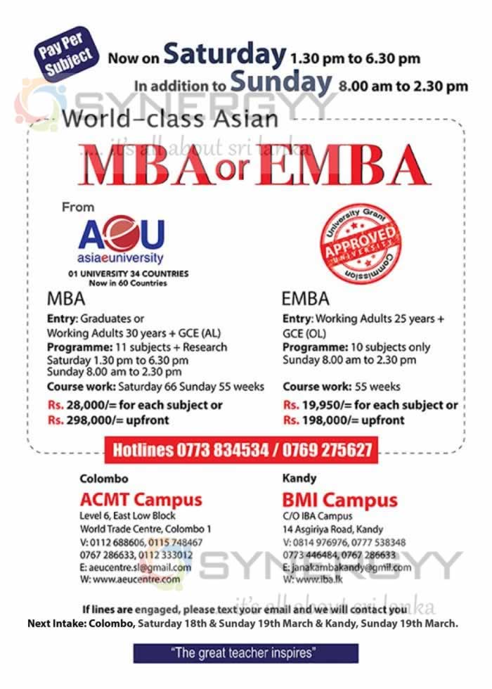 Asia e University MBA & EMBA Applications calls now