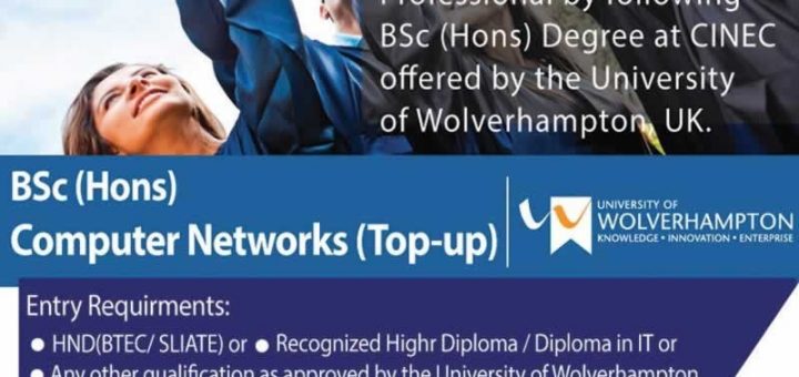 BSc (Hons) Computer Networks (Top-up Degree) programme from CINEC Campus