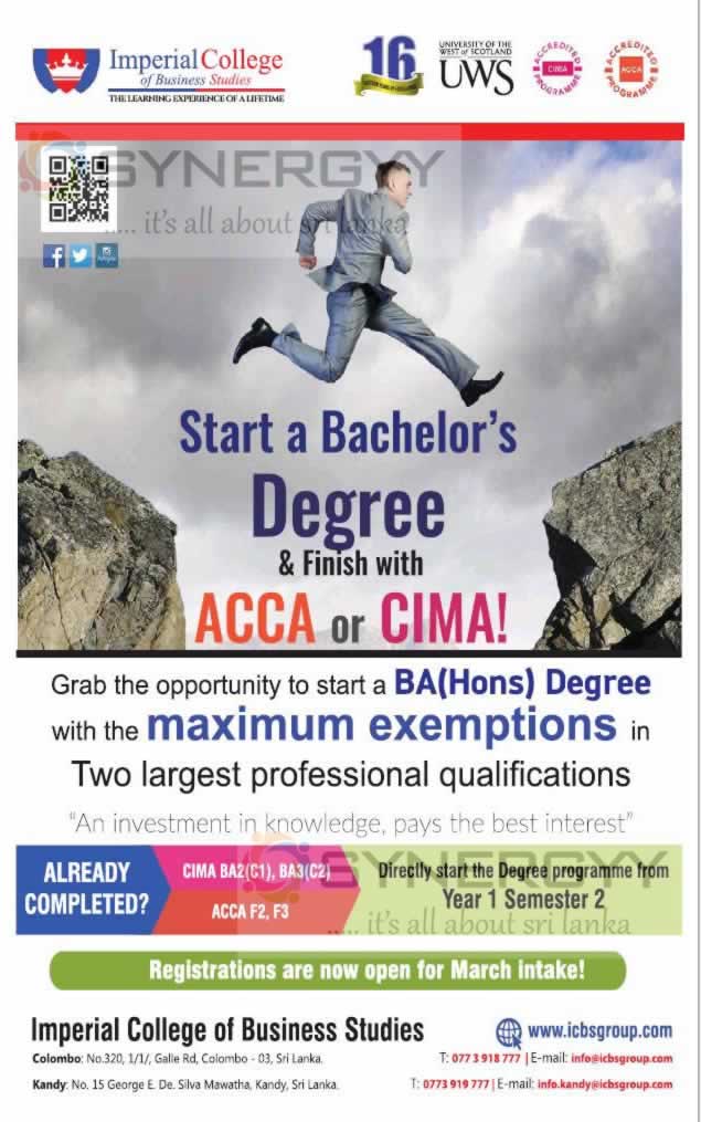 Imperial College Of Business Studies BA Hons Degree Programme For 