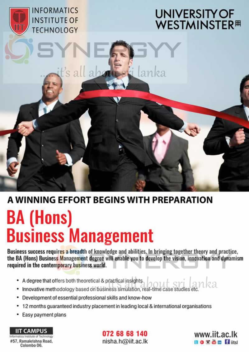 BA (Hons) Business Management by University of Westminster from IIT Campus