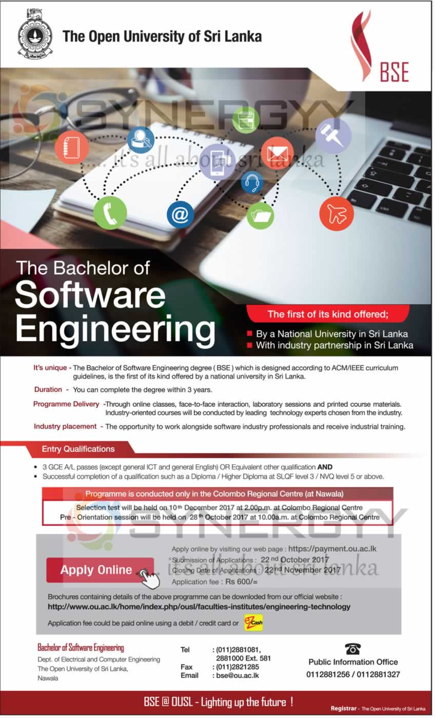 Bachelor of Software Engineering by The Open University of Sri Lanka
