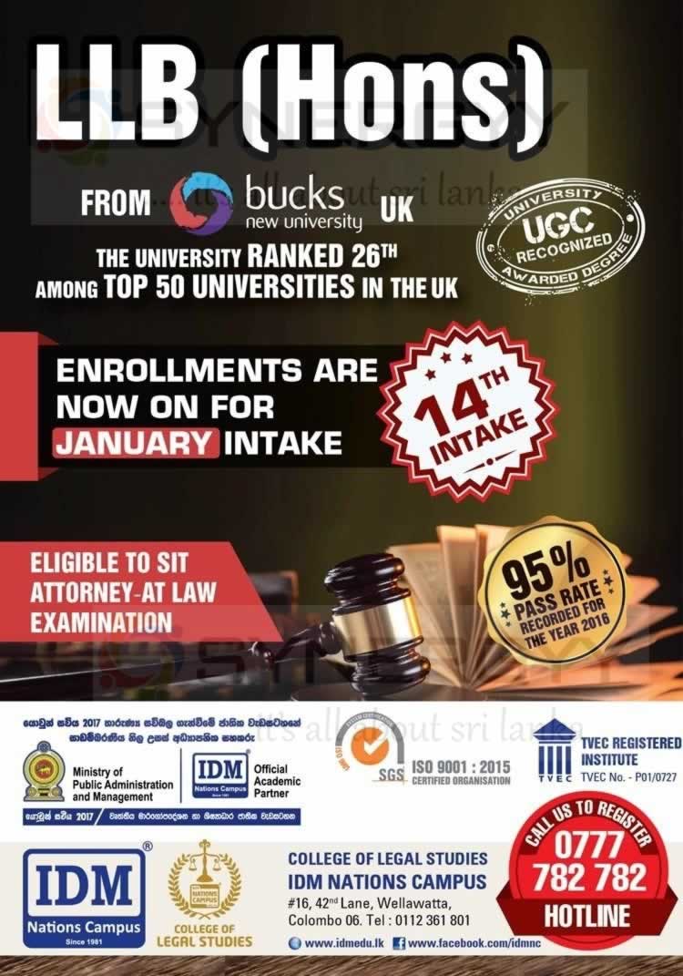 Bucks New University LLB (Hons) Degree Programme by IDM National Campus