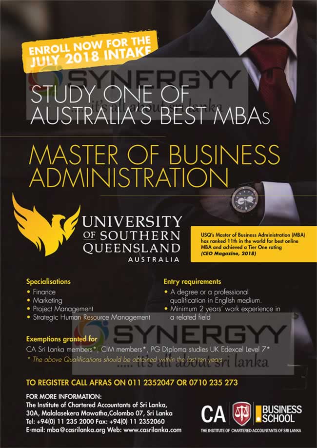 University of Southern Queensland MBA Degree Programme by CA Sri Lanka Business School